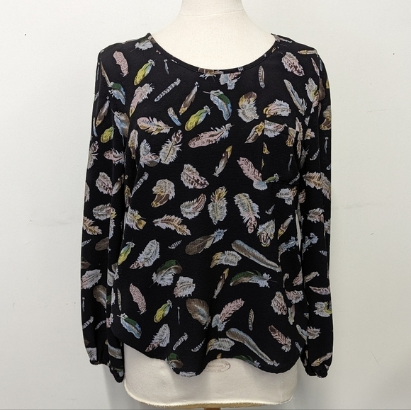 NOIR Black Blouse with Feathers L - Picture 4 of 12